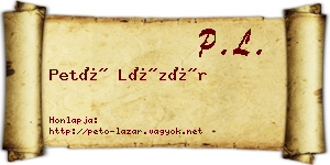 Pető Lázár névjegykártya